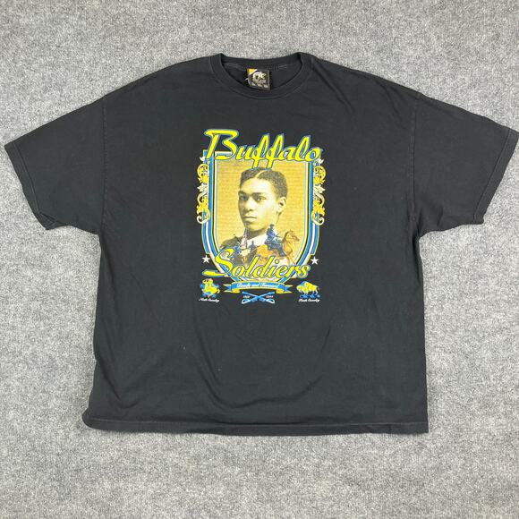 Buffalo Soldiers T-Shirt Mens 4XL Black Vintage 90s Graphic History Cotton Tee - Picture 2 of 10
